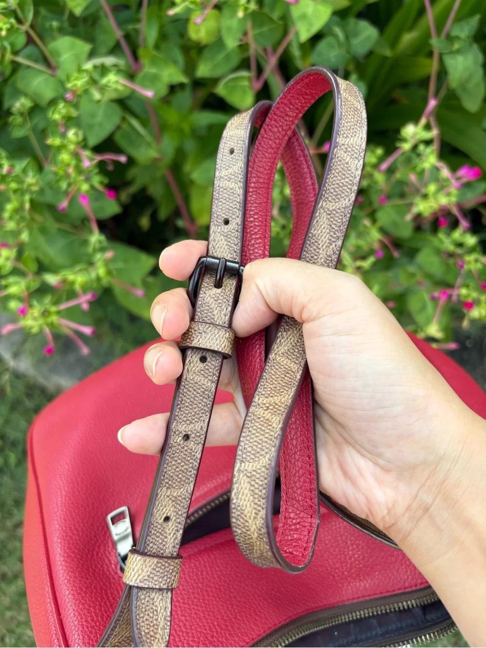 Coach Signature Canvas Colorblock Chaise Crossbody Purse Brick Red